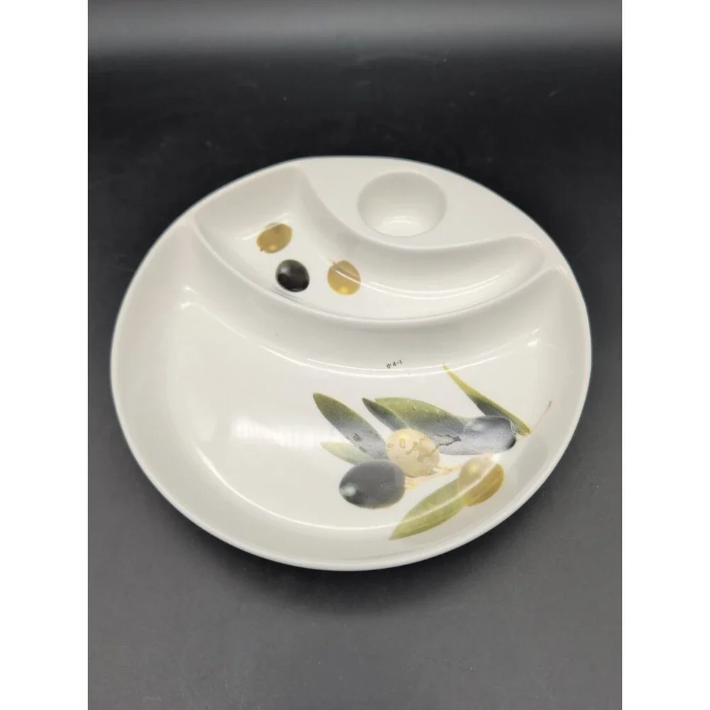 Easy Life Dora Papis Olive Collection Divided Ceramic Serving Platter Plate